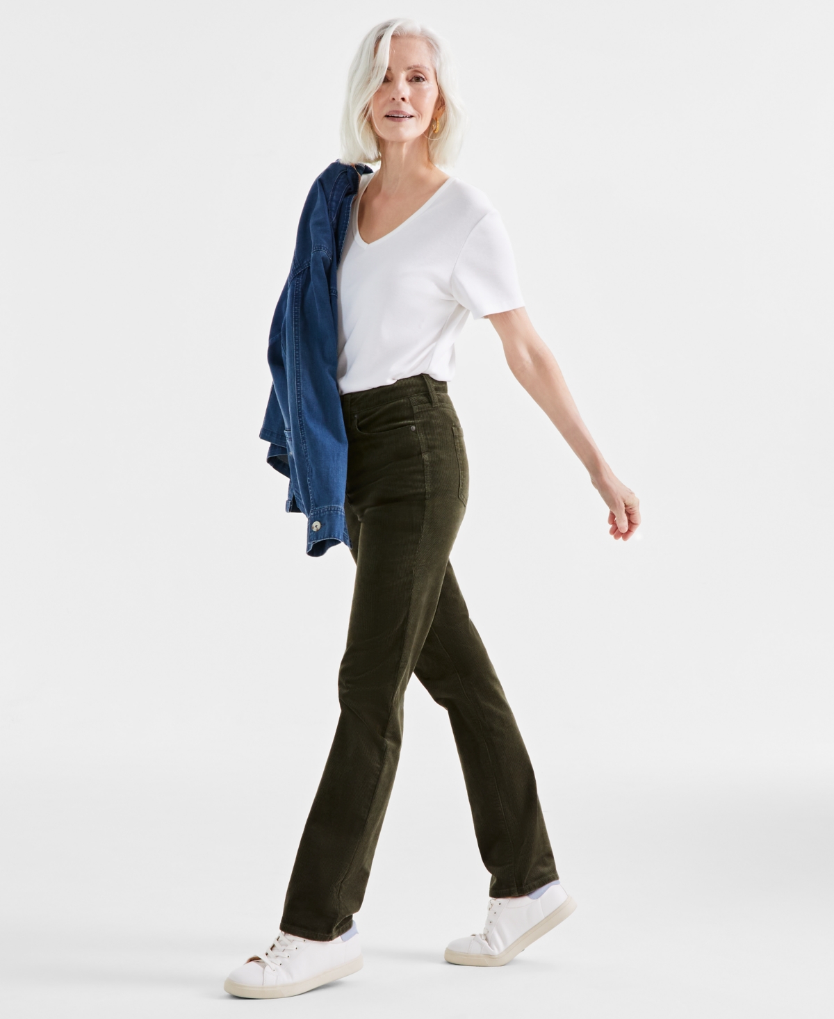 Style & Co Women's High-Rise Straight-Leg Corduroy Pants, Created for Macy's
