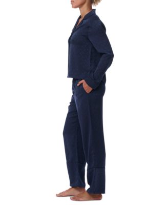 Women's 2-Pc. Satin Logo Notch Collar Pajamas Set