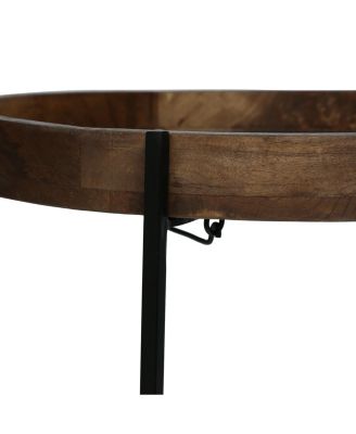 Modern Industrial Round End Table With Tray Top