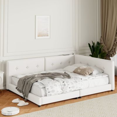 Streamdale Upholstered Queen Size Platform Bed With USB Ports
