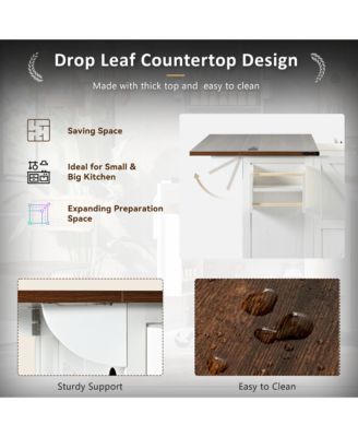 Farmhouse Storage Drop-Leaf Outlet Kitchen Island