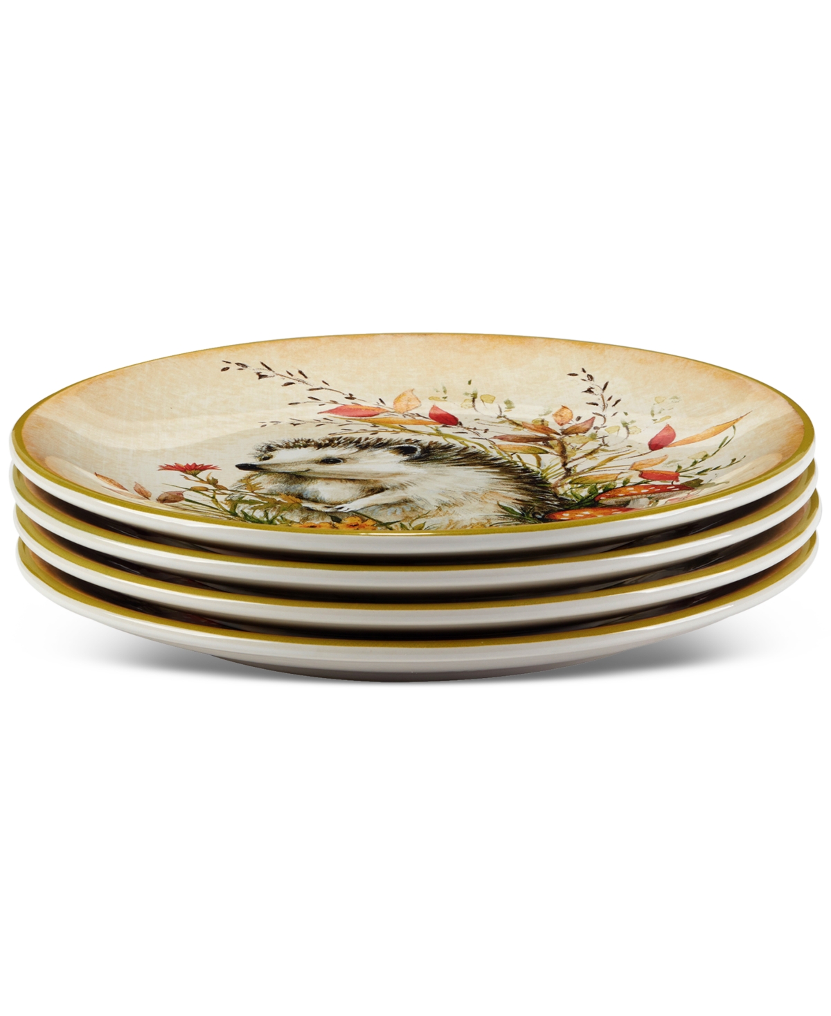 Certified International Woodland Critters Set Of 4 Dessert Plates In Micscellan