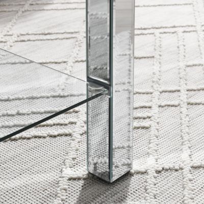 Art Deco Mirror Coffee Table: Silver Mirror Glass with Diamond Edge Frame