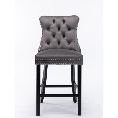 Streamdale Luxurious Velvet Barstools with Button Tufted Backrest