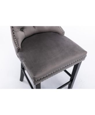 Streamdale Luxurious Velvet Barstools with Button Tufted Backrest