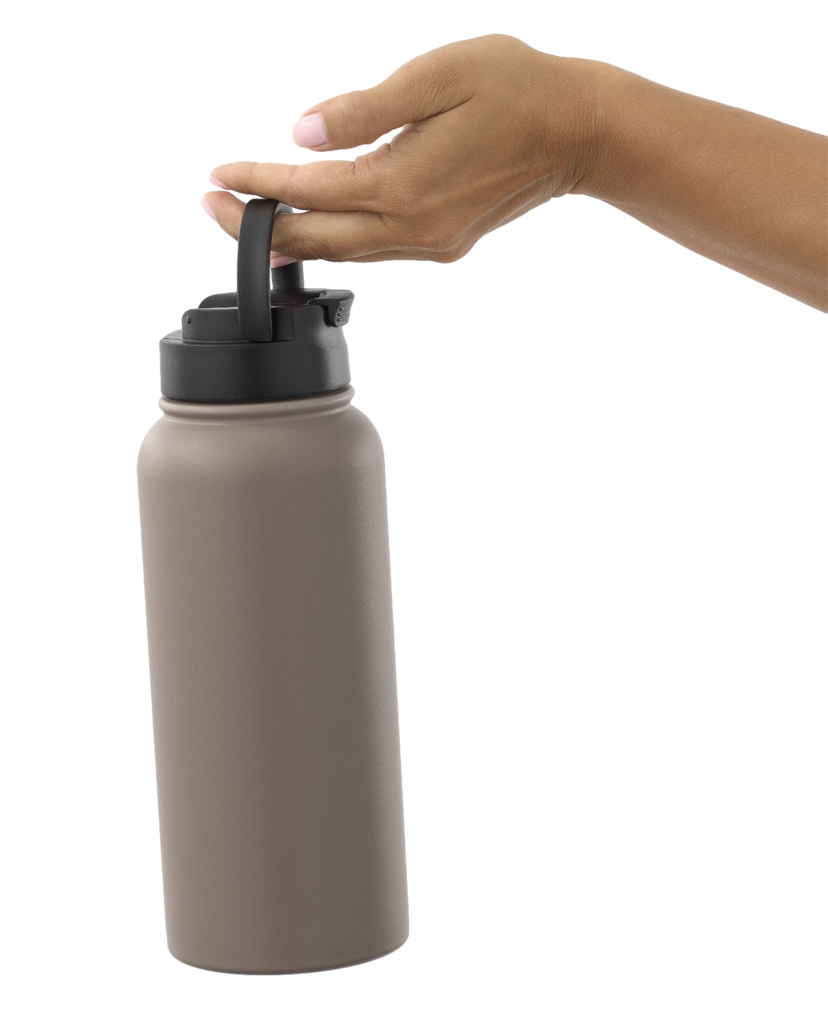 Shop Joyjolt Stainless Steel Water Bottle With Flip Lid & Sport Straw Lid, 32-oz. In Grey