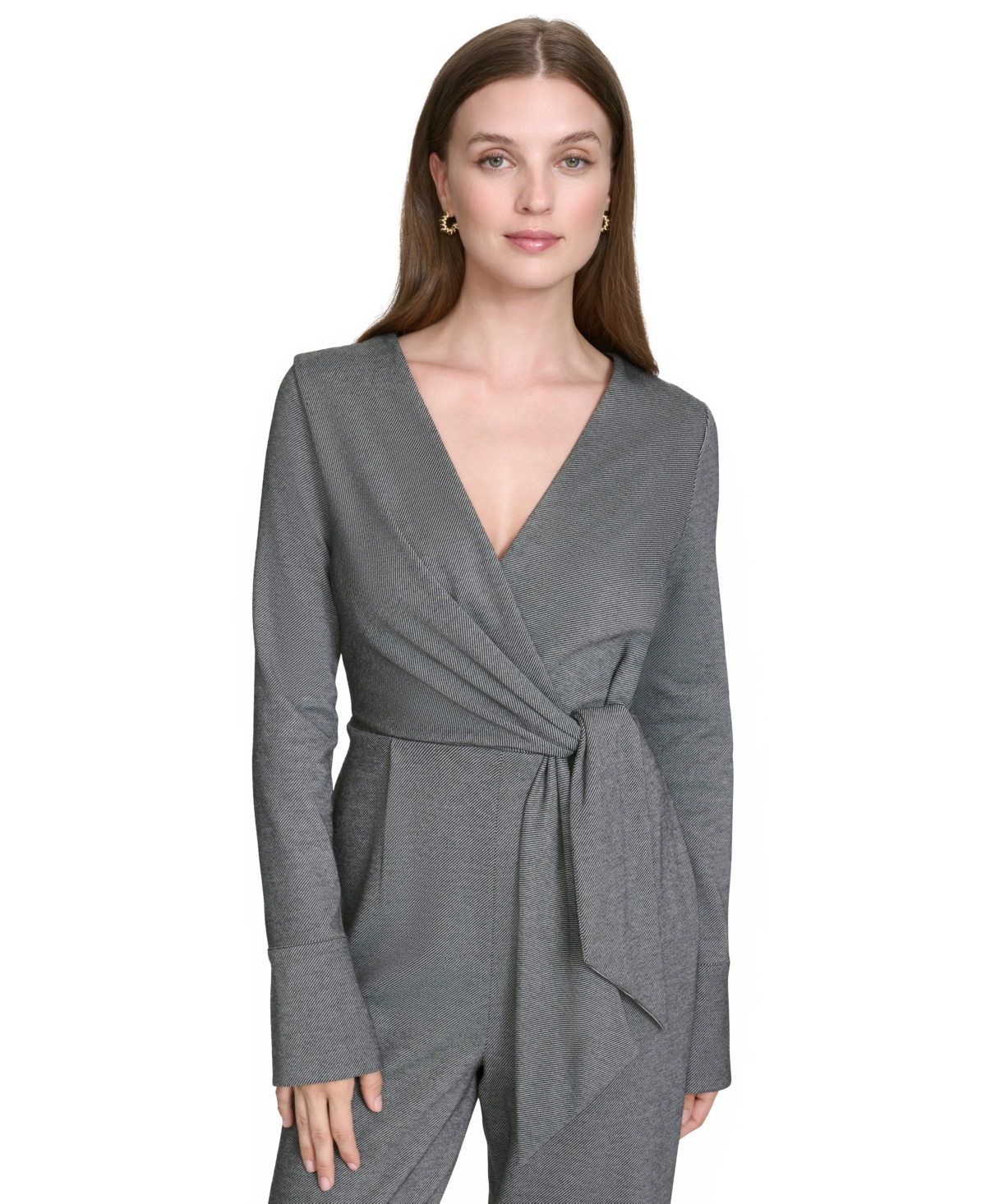 Halston Women's V-Neck Side-Tie Wide-Leg Jumpsuit