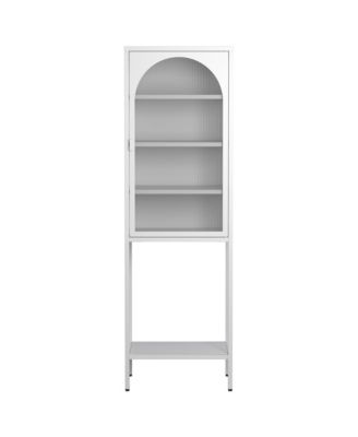 Streamdale 5-Tier Metal Glass Door Storage Cabinet with Adjustable Shelves