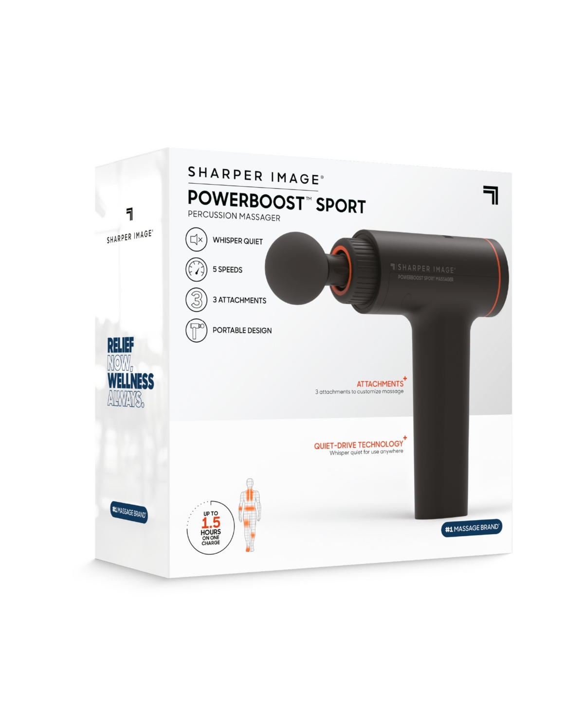 Sharper Image Powerboost Sport Percussion Massager In Grey