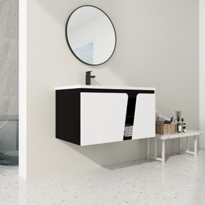 36" Wall-Mounted Vanity with Ceramic Sink & Soft-Close Doors