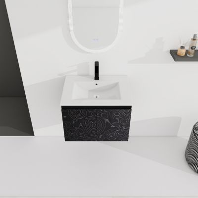 Wall-Mounted Bathroom Vanity with Ceramic Sink & Soft-Close Doors
