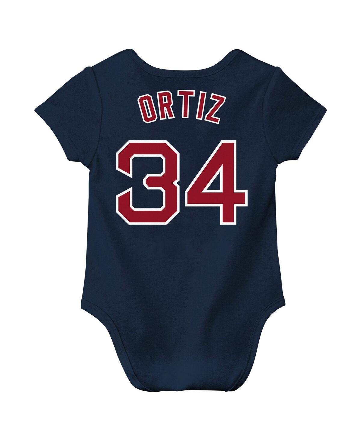 Nike Newborn Baby Boys And Girls David Ortiz Navy Boston Red Sox Fuse Name Number Bodysuit In Navy