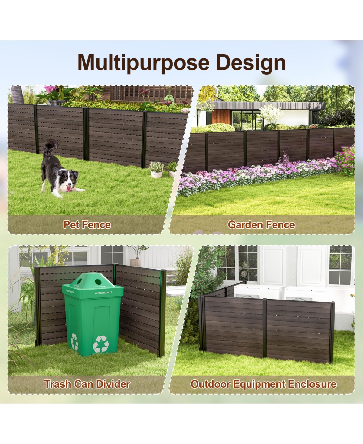 Outdoor Privacy Fence Screen with 5 Ground Stakes for Garden Yard Patio