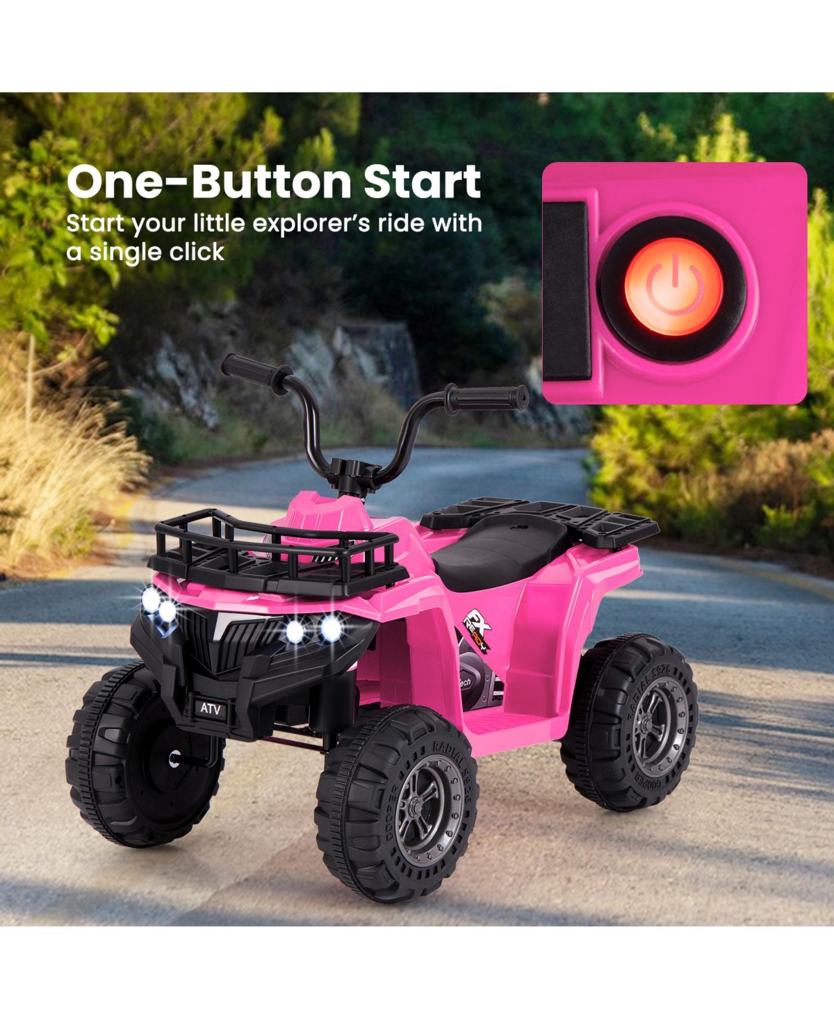 Slickblue 6V Kids Ride On Electric Atv with Led Headlights and MP3 Player