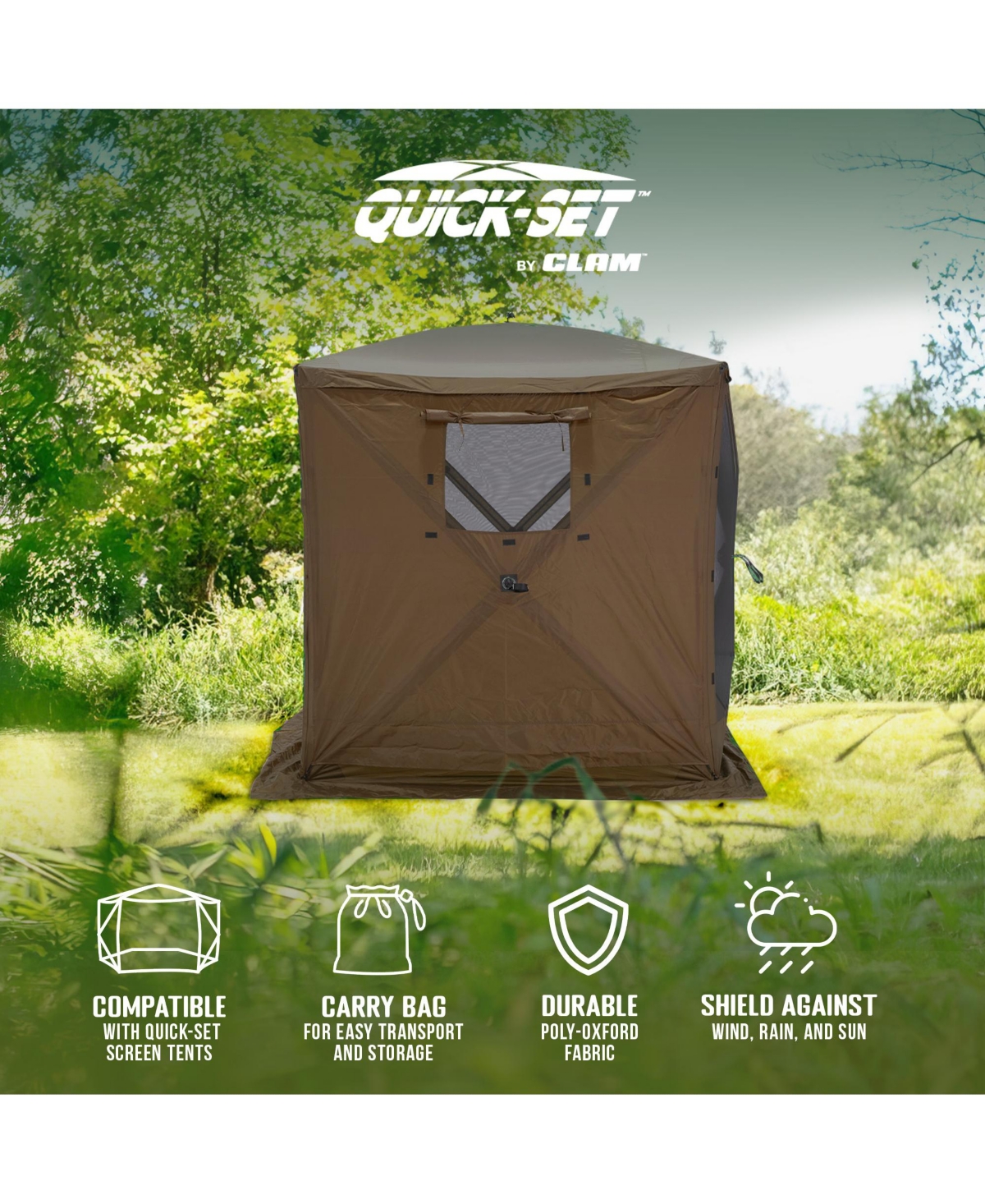 Clam Quick-Set Screen Hub Tent Wind & Sun Panels, Accessory Only,(3 Pack) - Brown