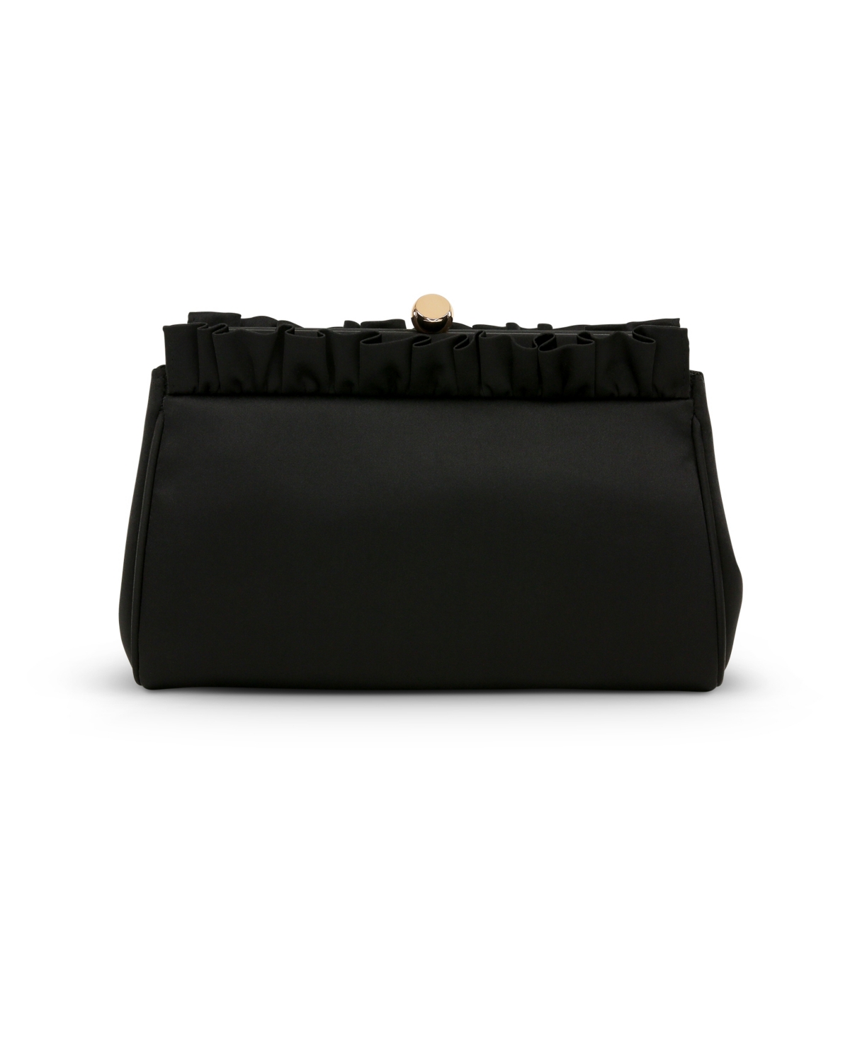 Woman's Olivia Satin Ruffle Top Pouch Clutch - Black
