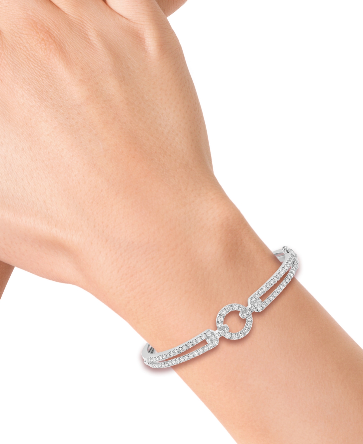 Effy Collection Effy Diamond Circle Openwork Bangle Bracelet (1-7/8 Ct. T.w.) In 14k White Gold In White Gold