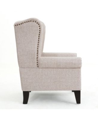 Single Piece Fabric Antique-Style Tufted Accent Chair With Decorative Trim