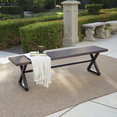 Modern Industrial Aluminum Dining Bench With Steel Frame