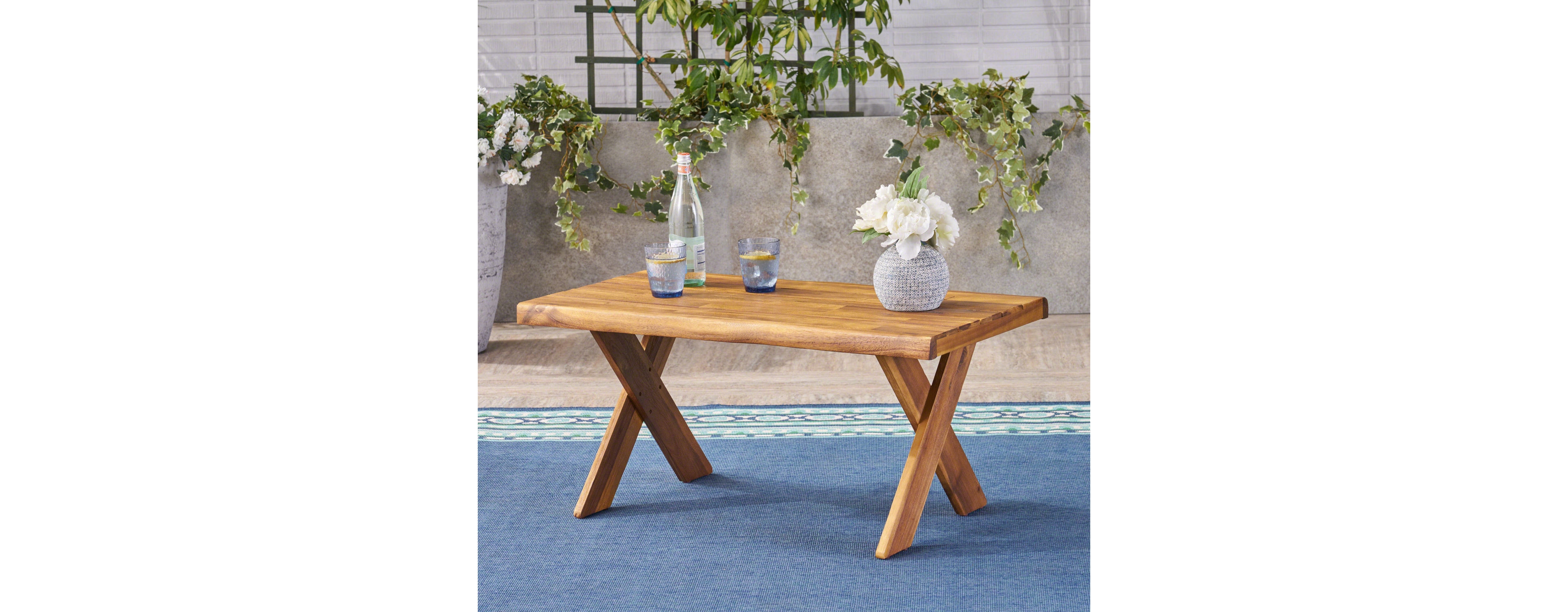 Simplie Fun Sandblast Acacia Wood Coffee Table