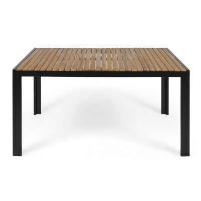 Streamdale Modern Acacia Wood & Iron Outdoor Dining Table