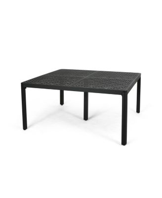 62-Inch Cast Aluminum Square Table with Woven Accents Outdoor Dining Table