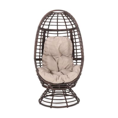 Streamdale Rafael Outdoor Wicker Swivel Egg Chair With Cushion