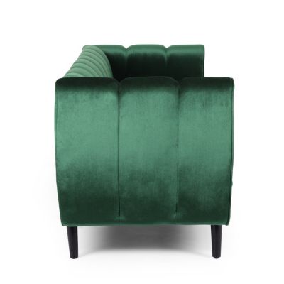 Miranda Velvet Sofa Modern Glam with Channel Stitching