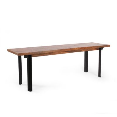 Streamdale Modern Industrial Dining Bench Black + Country Brown