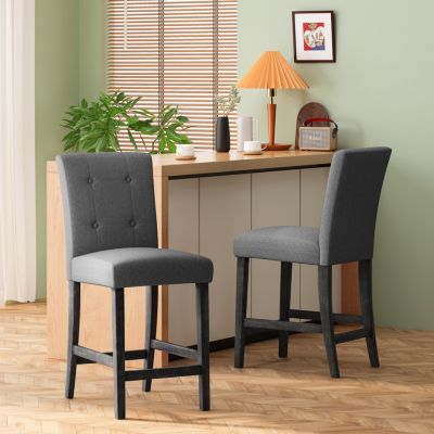 set of 2 counter stools 26 inch contemporary style button tufted upholstered design