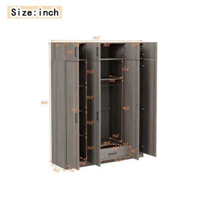 Streamdale  4-Door  Wardrobe  Drawer & Cabinet Storage Freestanding Bedroom Closet