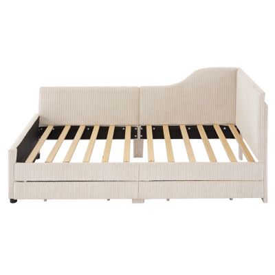 Streamdale Twin Size L-Shaped Corduroy Daybed with Drawers