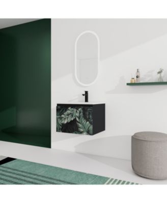 Wall-Mounted Bathroom Vanity with Ceramic Sink & Soft-Close Doors