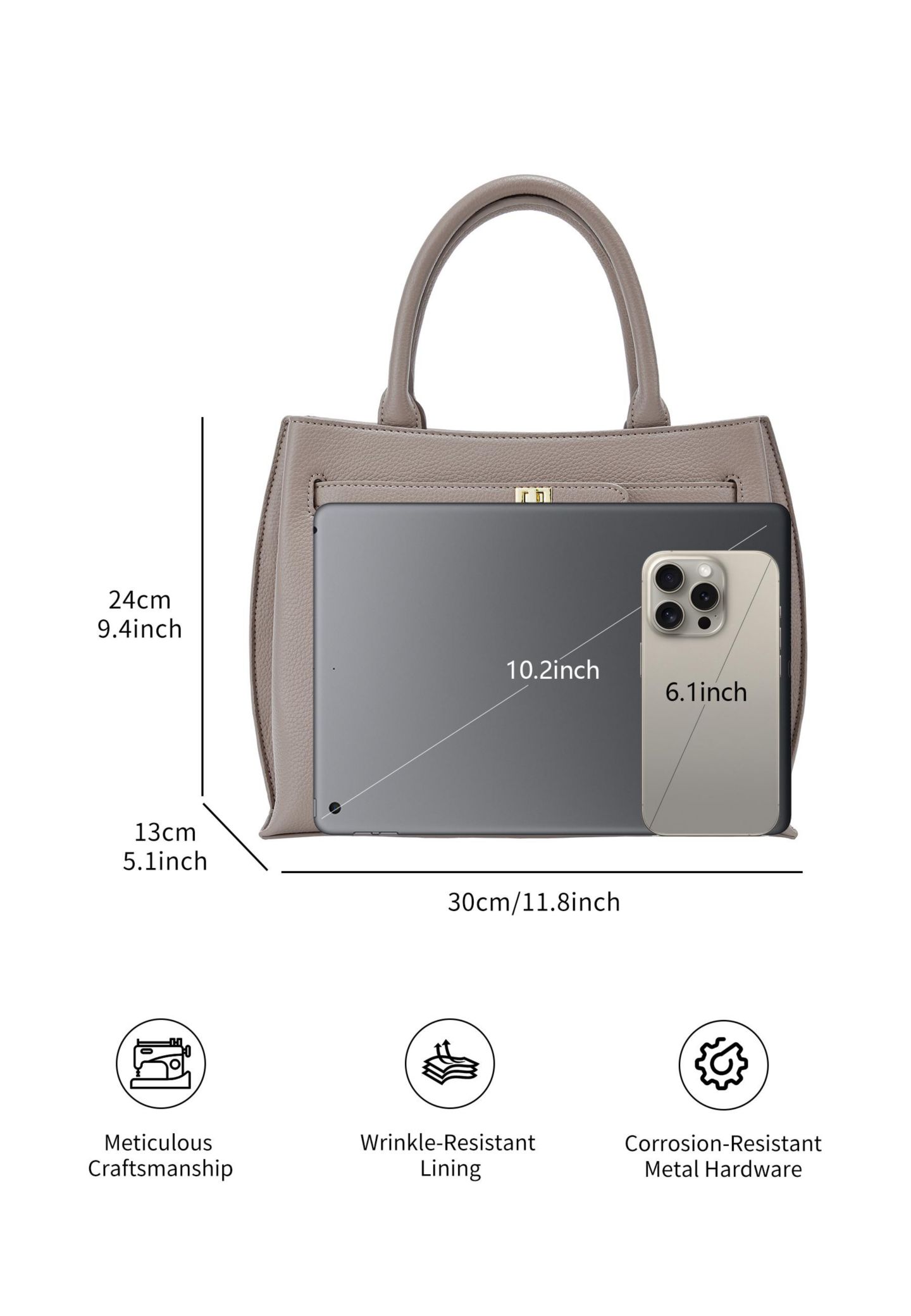 Женская сумка Victoria Hyde London Medium Satchel Handbag, цвет: Бежевый — фото 7