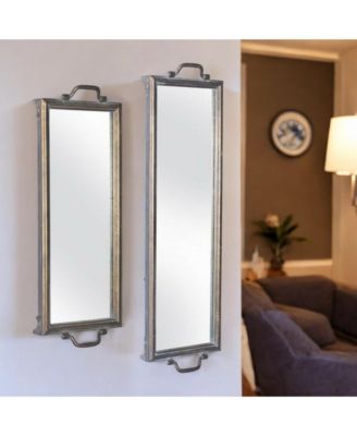 Antique Style Mirror Tray For Wall Decor (Set of 2)