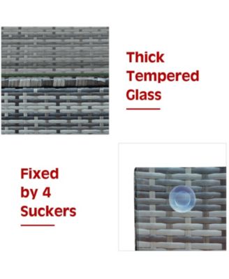 3 Pieces Patio Rattan Furniture Bistro Sofa Set with Cushioned