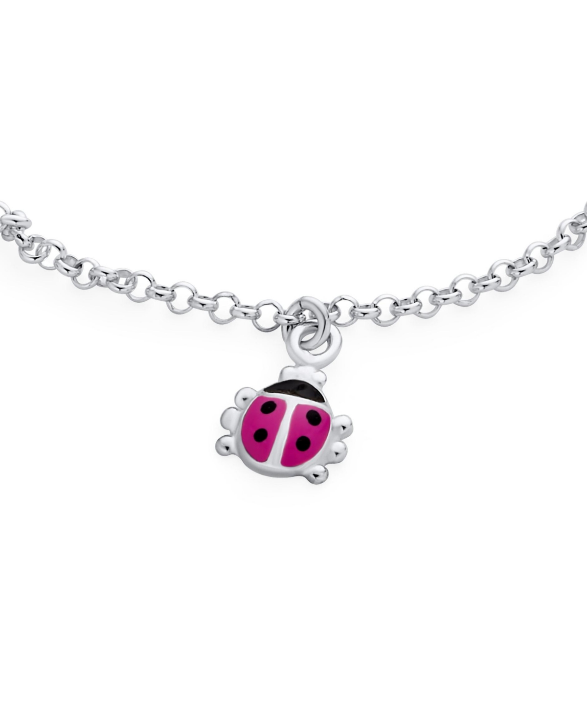 Bling Jewelry Good Luck Lucky Garden Colorful 5 Multi Ladybug Dangling Charm Bracelet .925 Sterling Silver 6.5 Inch Small Wrist