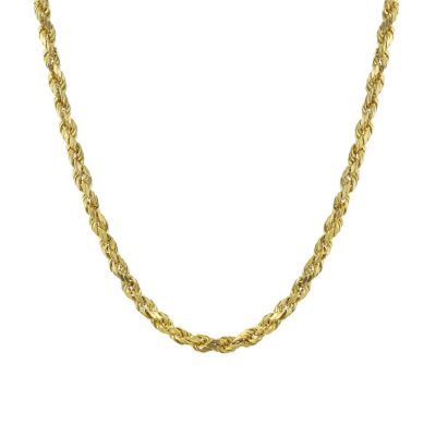 3MM Solid Yellow 10K Gold Twist Cable Rope Chain Necklace