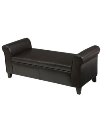 Upholstered Storage Bench With Rolled Arms