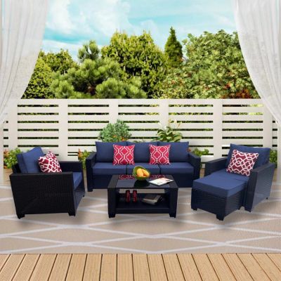 Streamdale 7-Piece Outdoor Rattan Sofa Set with Cushions