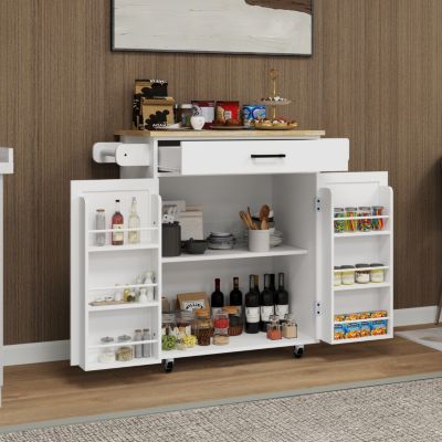 Stylish Kitchen Island Cart with Storage and Rack