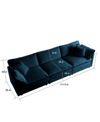 Mid-Century Modern 3-Seater Sofa with Pillows