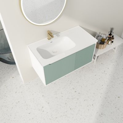 Simplie Fun Wall-Mounted Vanity with Ceramic Sink and Soft-Close Door