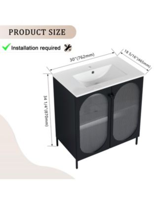 Streamdale 30" Freestanding Vanity with Ceramic Sink, Unique Design