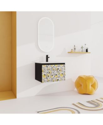 Wall-Mounted Vanity with Ceramic Sink & Soft-Close Doors