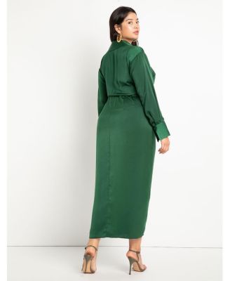 Women's Plus Size Satin Maxi Wrap Dress