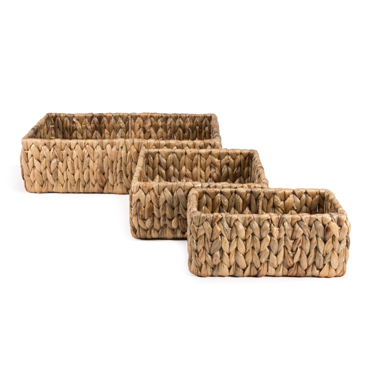 Tress Minimalist Hand-Woven Hyacinth Nesting Baskets, Natural (Set of 3) - Natural