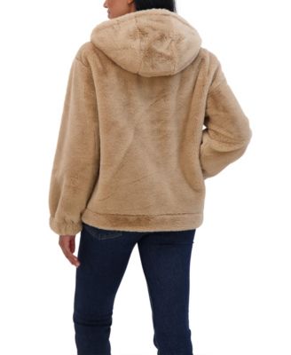 Juniors' Juniors' Reversible Faux Fur Hooded Bomber Jacket