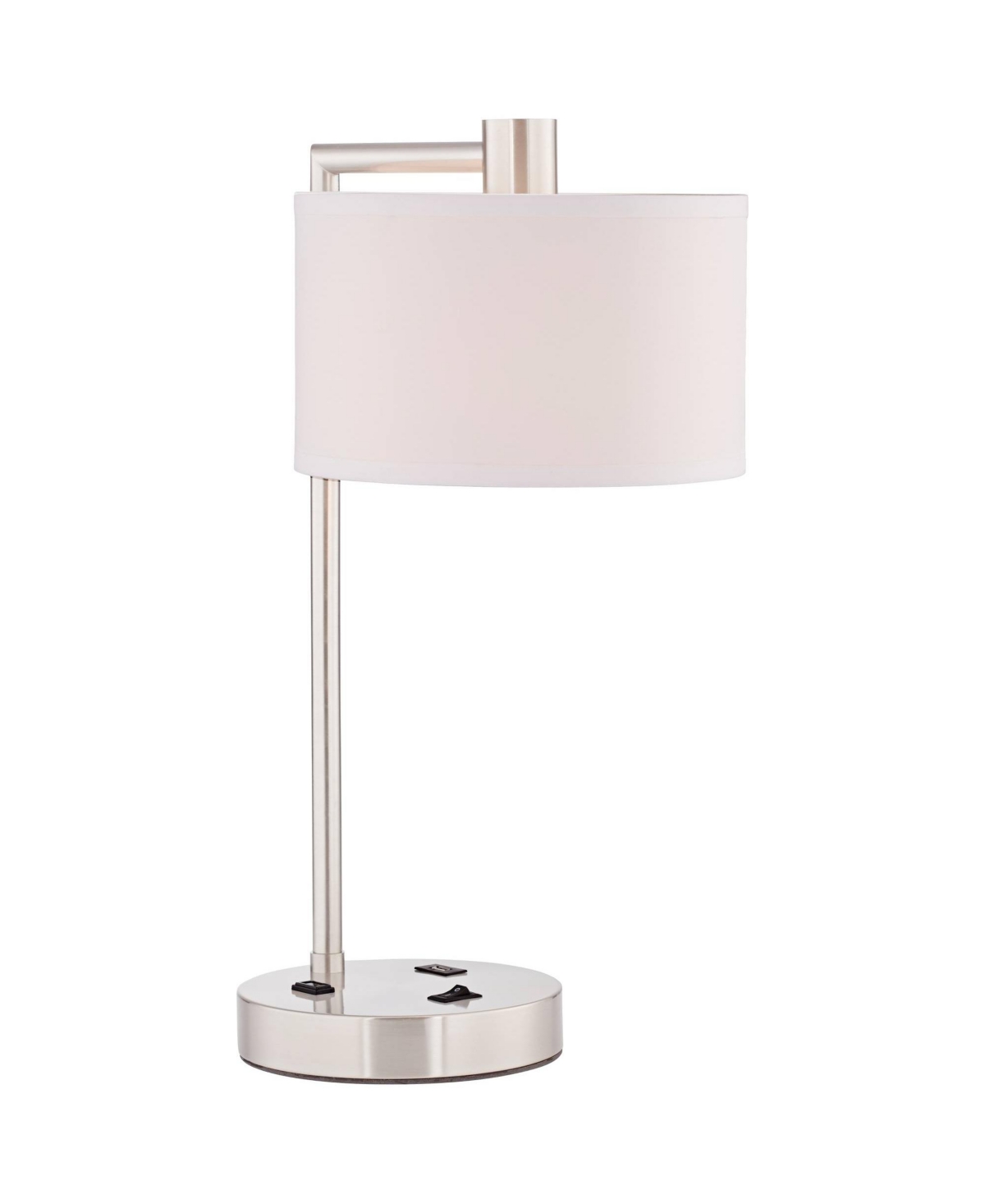 360 Lighting Colby Modern Desk Table Lamp with Hotel Style Usb and Ac Power Outlet in Base High Brushed Nickel White Linen Drum Shade for Living R