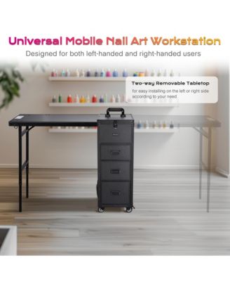 Nail Desk Mobile Station Rolling Makeup Manicure Table Nail Artist